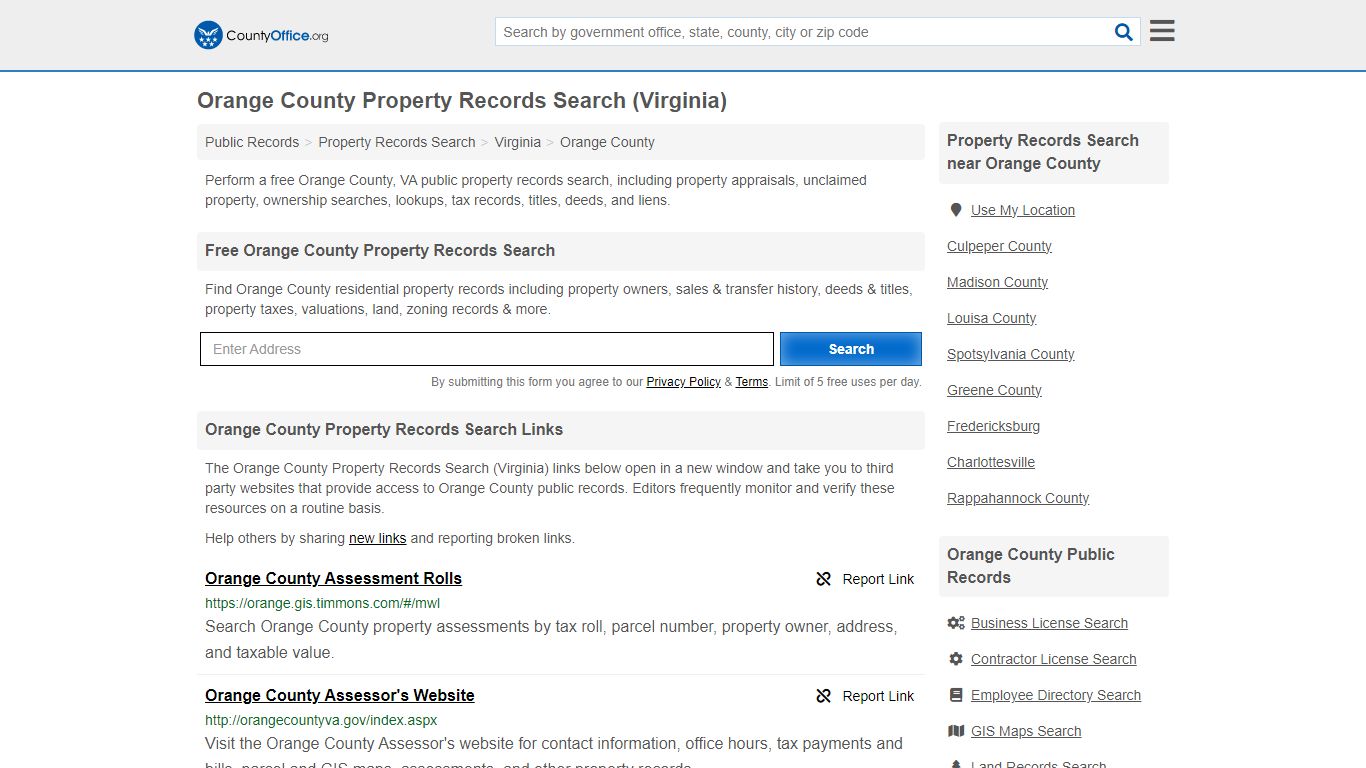Orange County Property Records Search (Virginia) - County Office