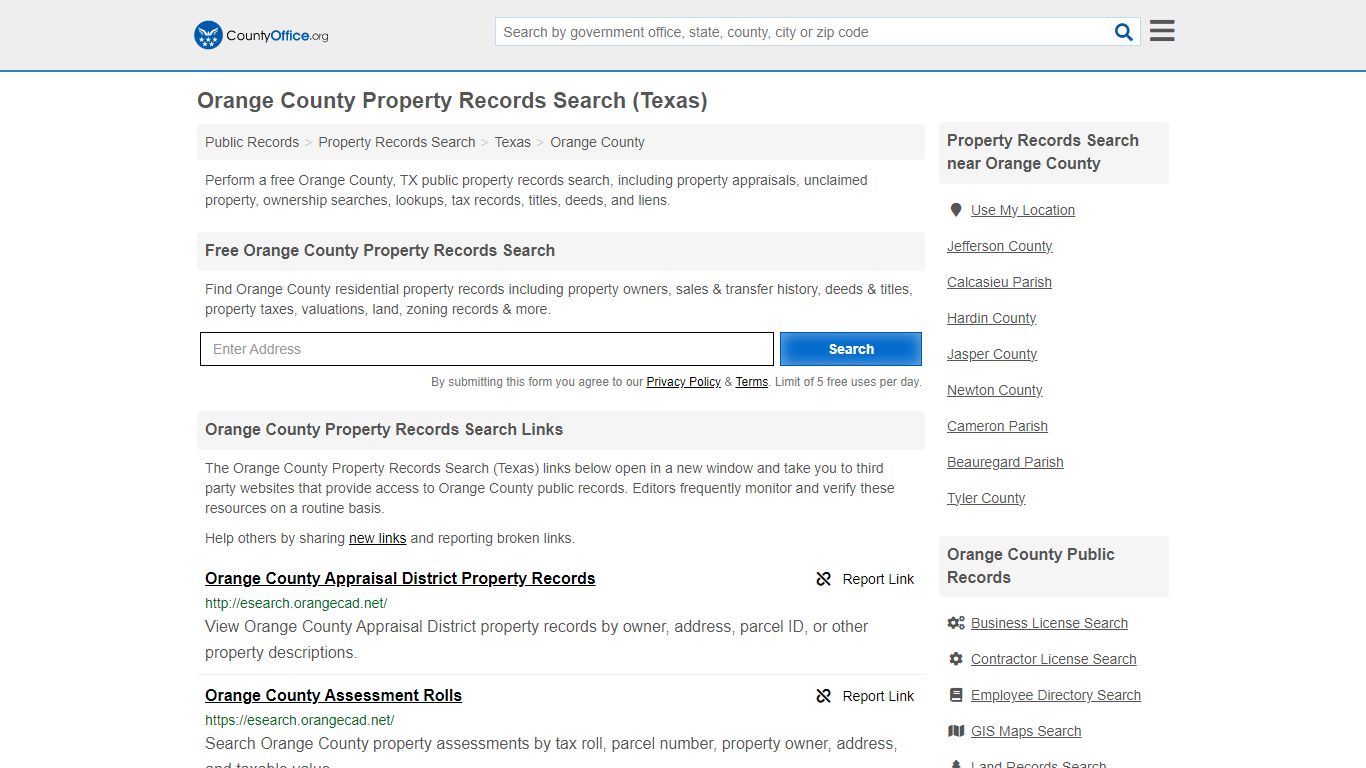 Orange County Property Records Search (Texas) - County Office