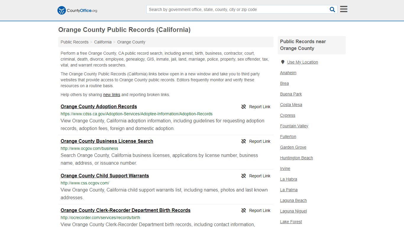 Public Records - Orange County, CA (Business, Criminal, GIS, Property ...